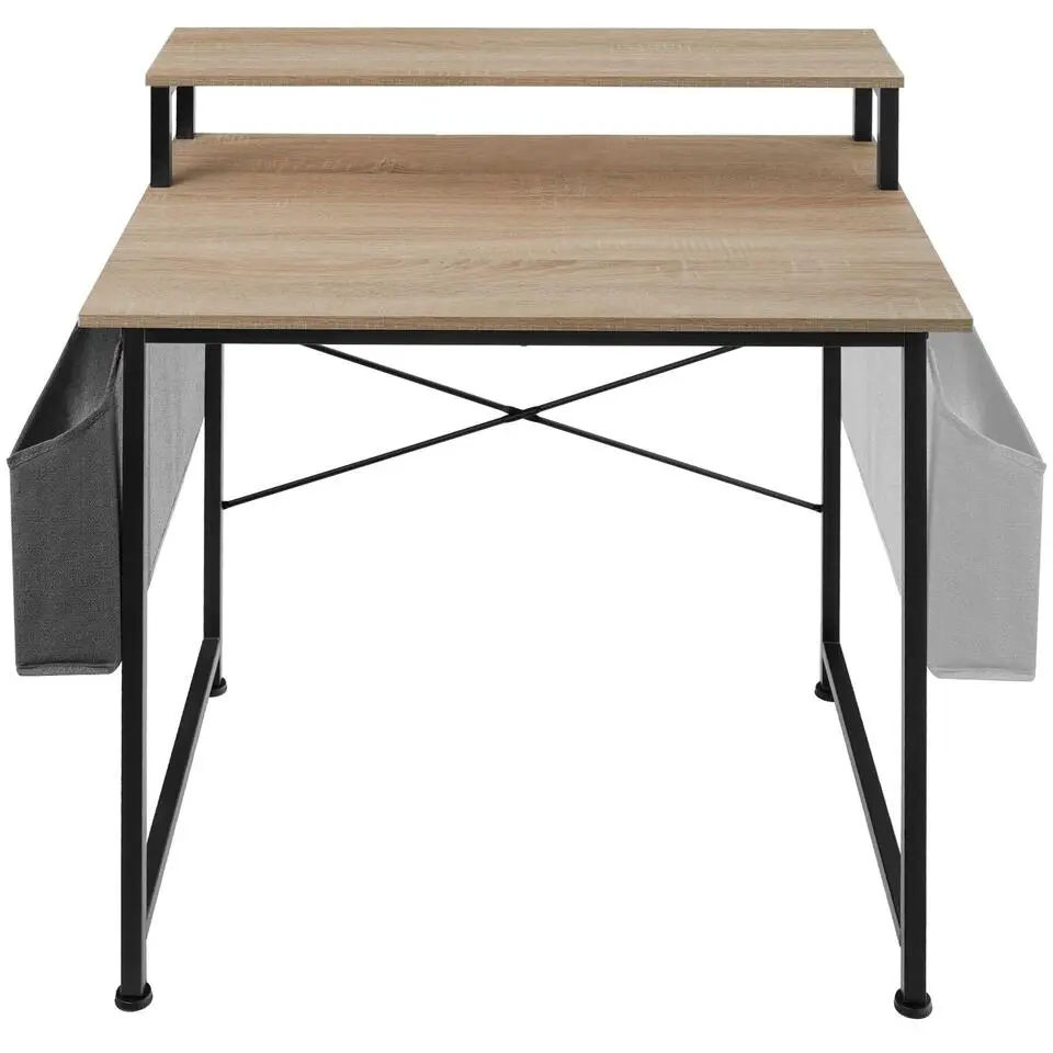 tectake Bureau met plank en organizer, Industrieel Licht Hout, Eiken Sonoma