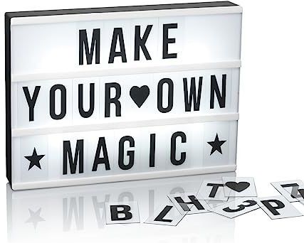 EASYmaxx LED-lichtbox | Inclusief 173 verwisselbare letters en symbolen | Diverse kleurwisselmodi | Batterijbediening en USB-aansluiting [A4-formaat]
