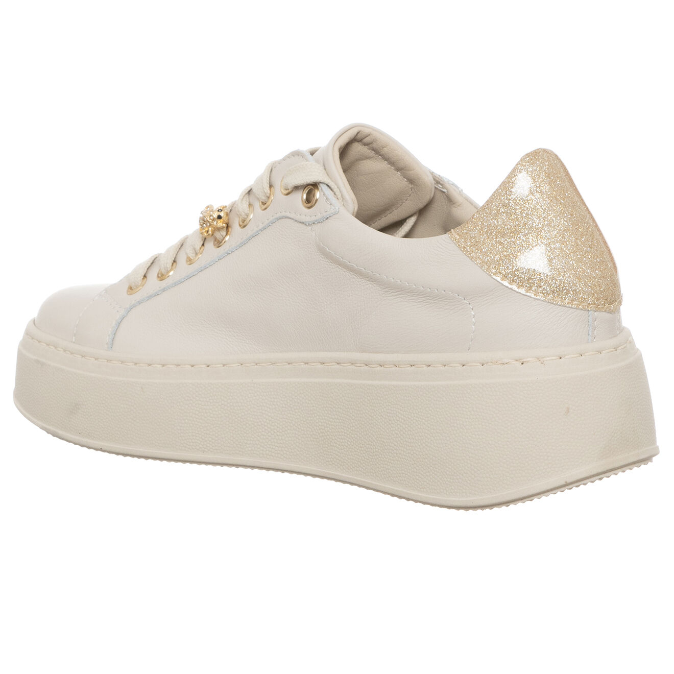 Loretta Pettinari Sneakers en Cuir Pace blanc/platine