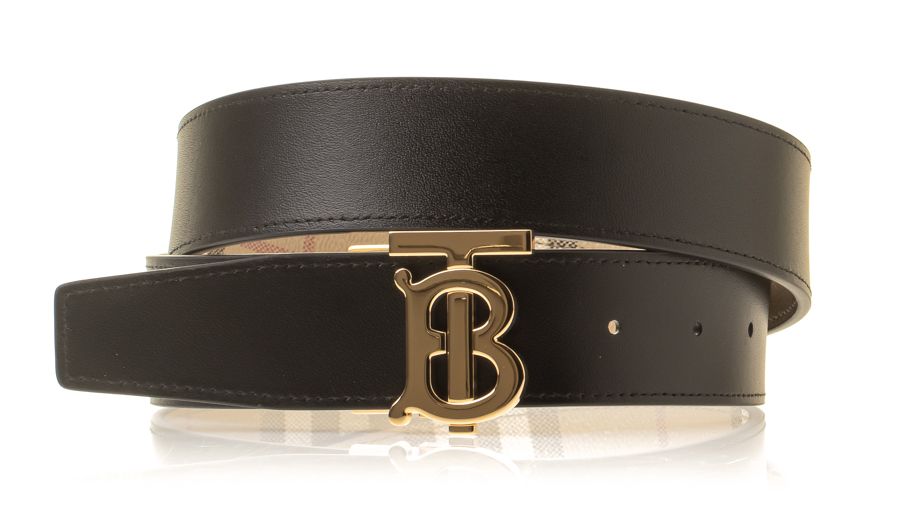 Burberry Check and Leather Reversible TB Belt