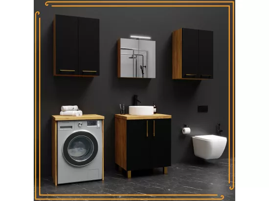 Armoire de salle de bain sur pied de 60 cm pour vasque à poser, commode blanche
