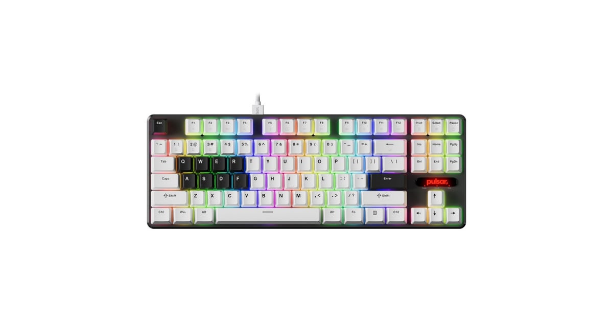 PulsarPCMK 2HE TKL Mechanical Gaming Keyboard  (Wit/zwart, US lay-out, 80% (TKL), RGB, PBT Double-shot keycaps, Hot-swap)