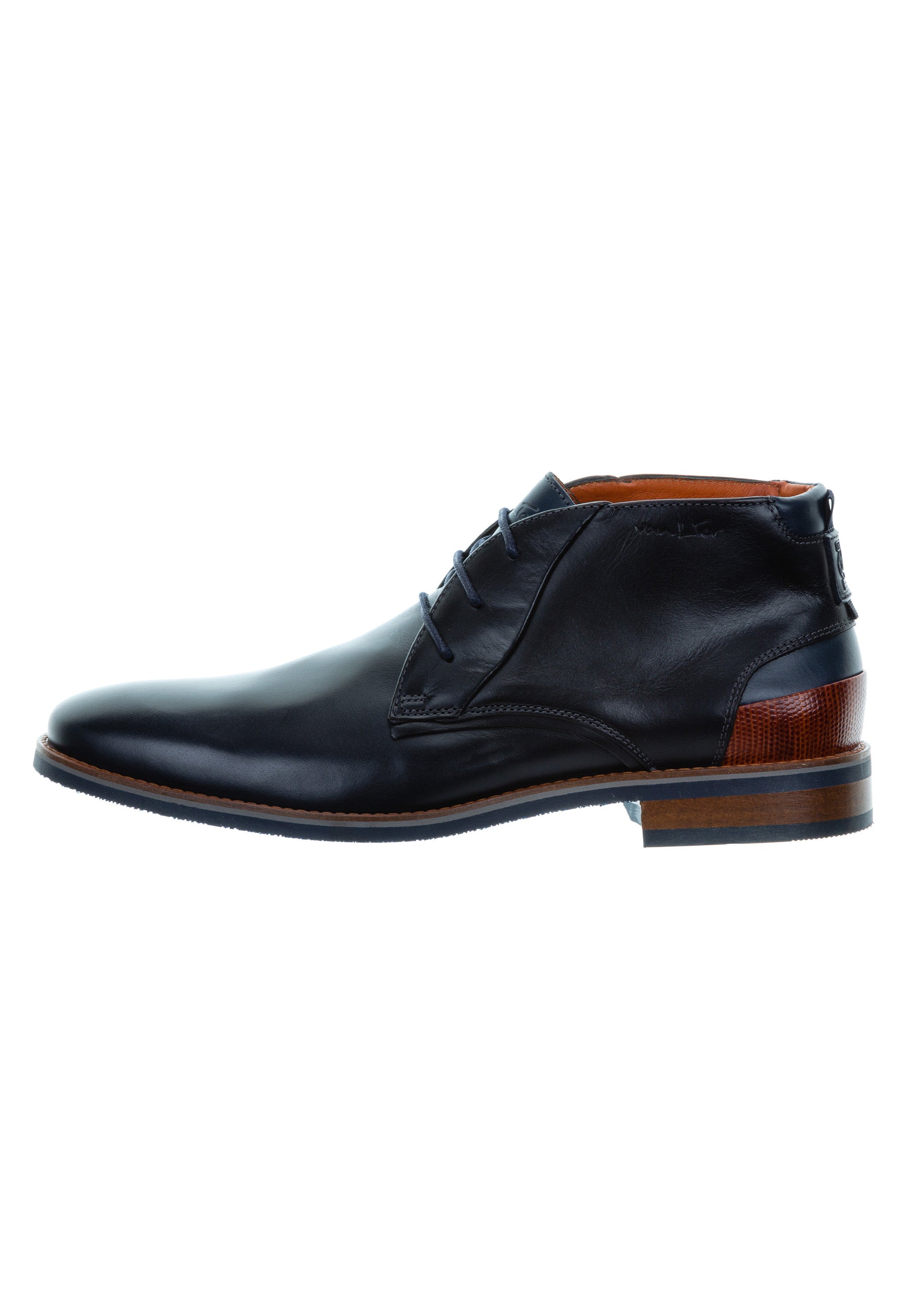Navy gladleren Amalfi halfhoge veterschoen