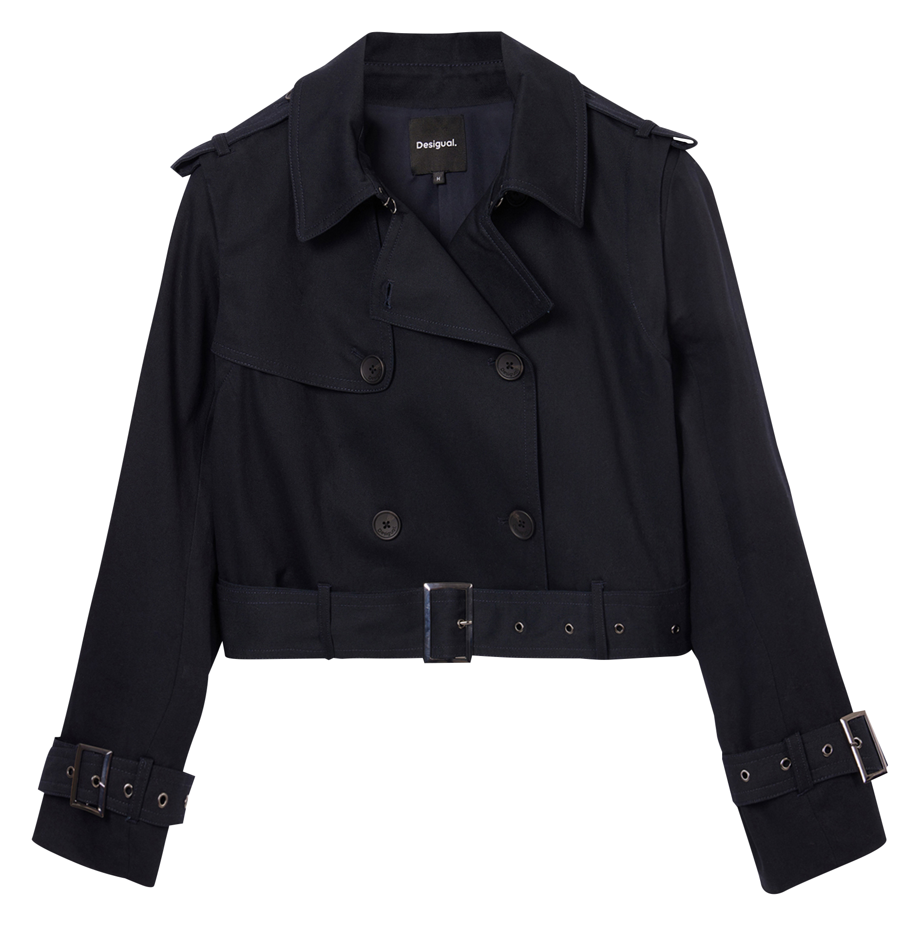 Trench col tailleur 3 en 1 en coton| Bleu