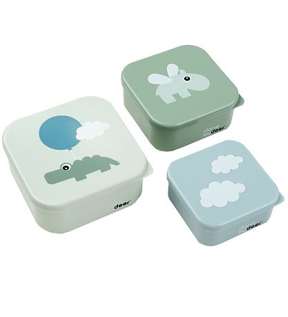 Done by Deer Snackbox - Happy Clouds - 3er-Pack - Grün