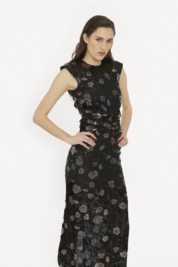 ROTATE Birger Christensen LACE SLEEVELESS DRESS Black