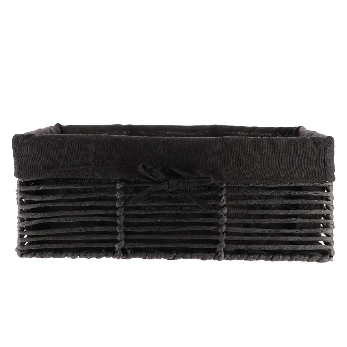PANIERE EN PAPIER STRUCTURE METAL 44X31X17CM NOIR TISSU NOIR