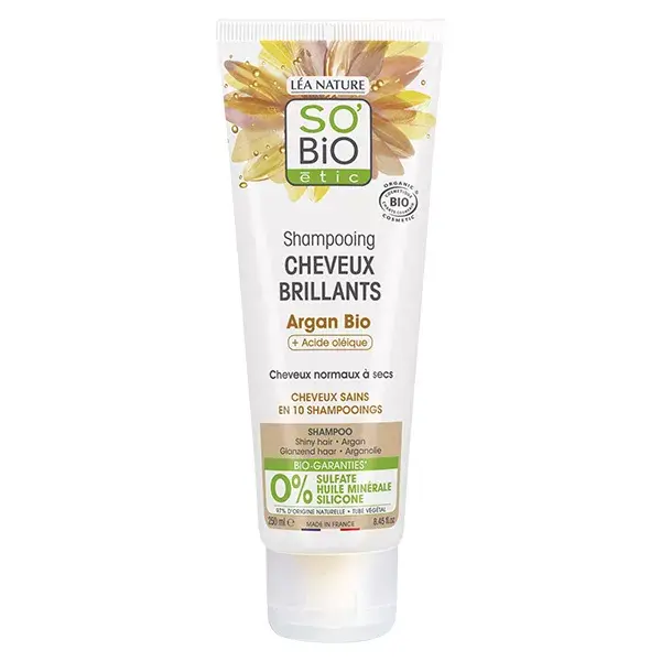 Shampoo So'Bio Étic para Cabelos Brilhantes com Argan e Ácido Oleico Orgânico 250ml