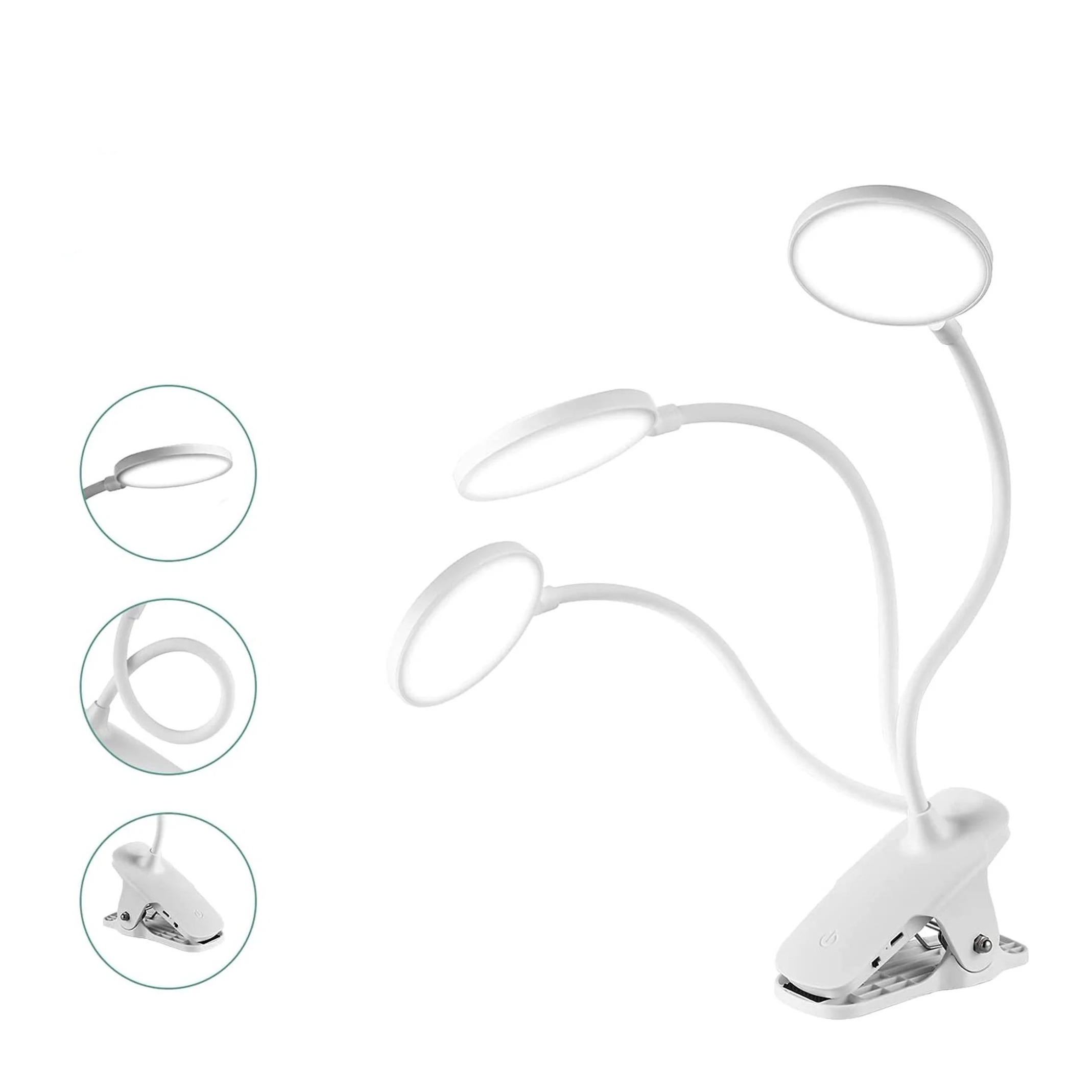 (385x80mm) Flexible Clip LED Lese Lampe Schwanenhals mit 3 Helligkeitsstufen und Touch Control - Kaltweiss / Warmweiss