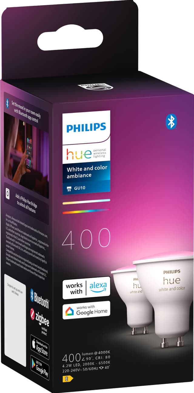 Philips Hue WAC-pære 4,2W GU10 (dobbeltpakke)