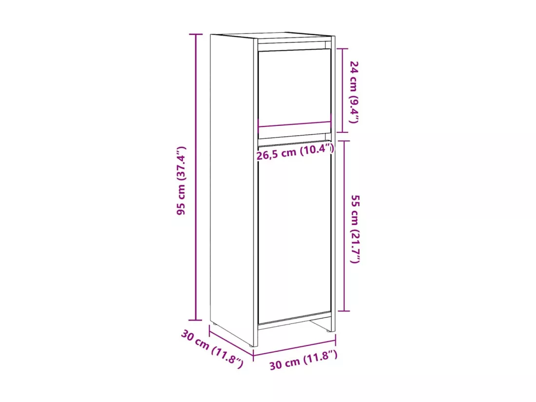 Armoire de bain chêne artisanal 30x30x95 cm bois d'ingénierie