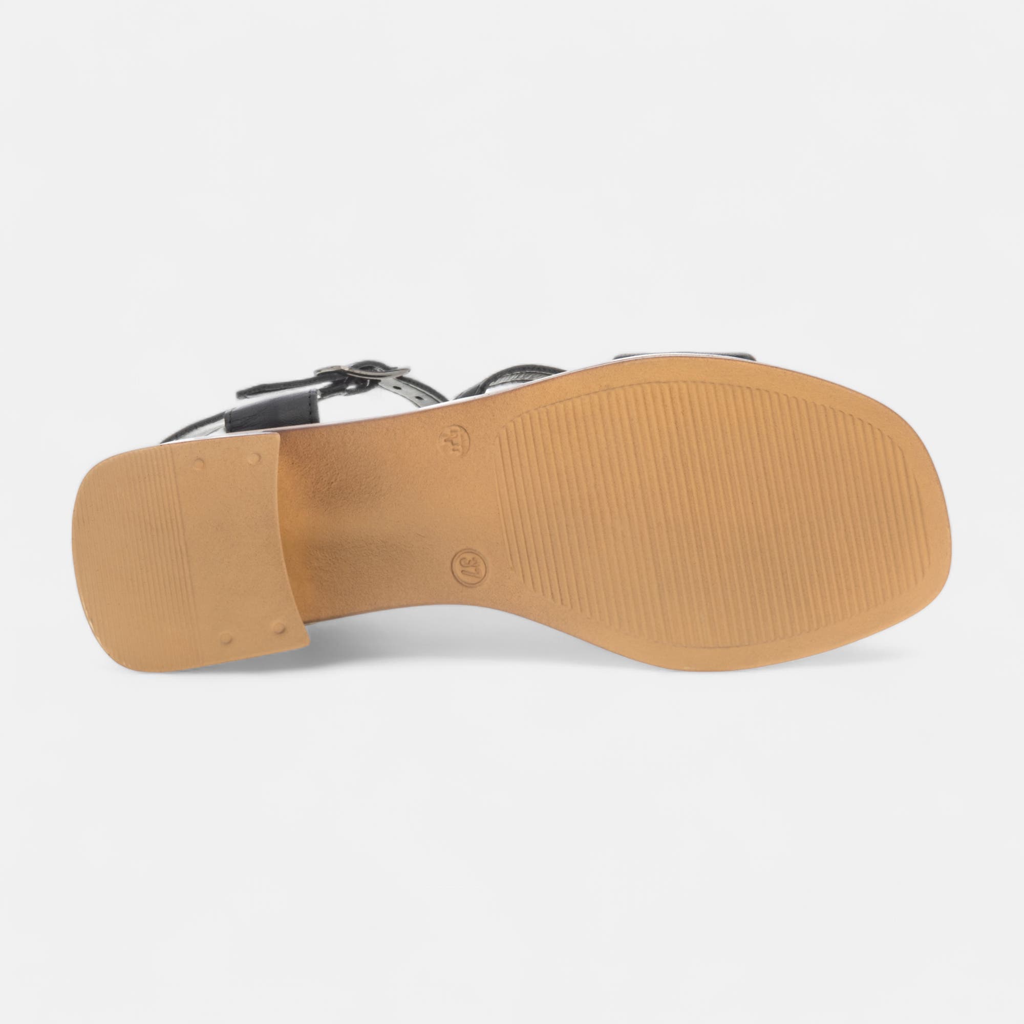 Nu-pieds à talon Femme en cuir noir