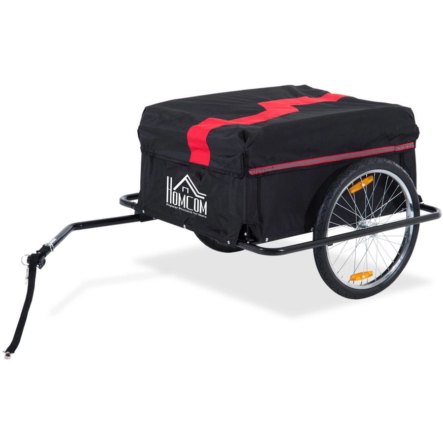 HOMCOM Transportanhänger für Fahrräder schwarz, rot