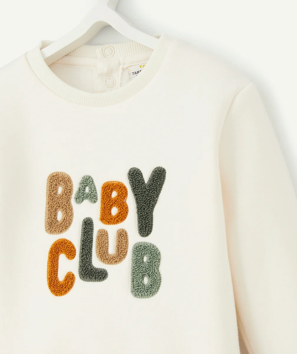 SWEAT BLANC EN FIBRES RECYCLÉES BABY CLUB EN BOUCLETTES BÉBÉ GARÇON