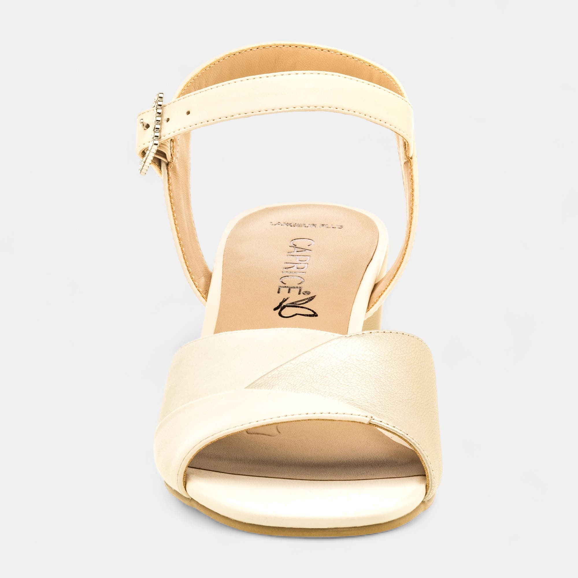 Nu-pieds à talon Femme en cuir beige
