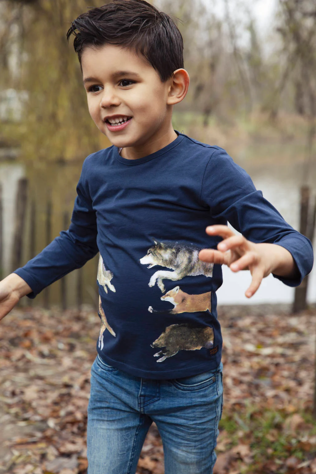 Koko Noko longsleeve met dierenprint donkerblauw