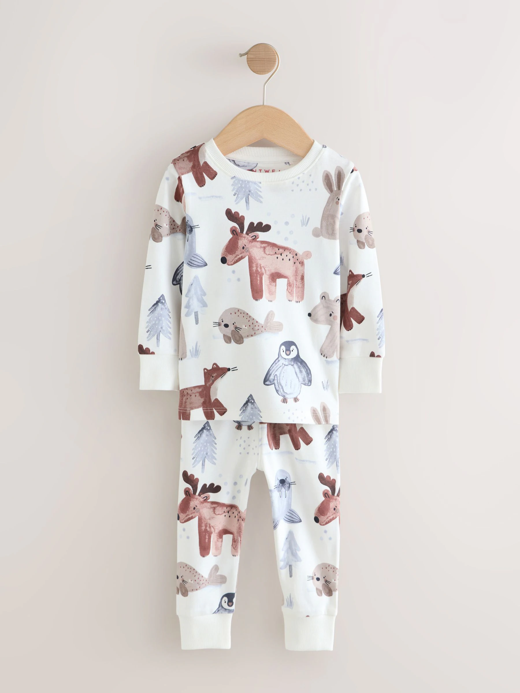 Blue/Ecru Animal - Verpakking van 3 knusse pyjama's (9 mnd-8 jr)