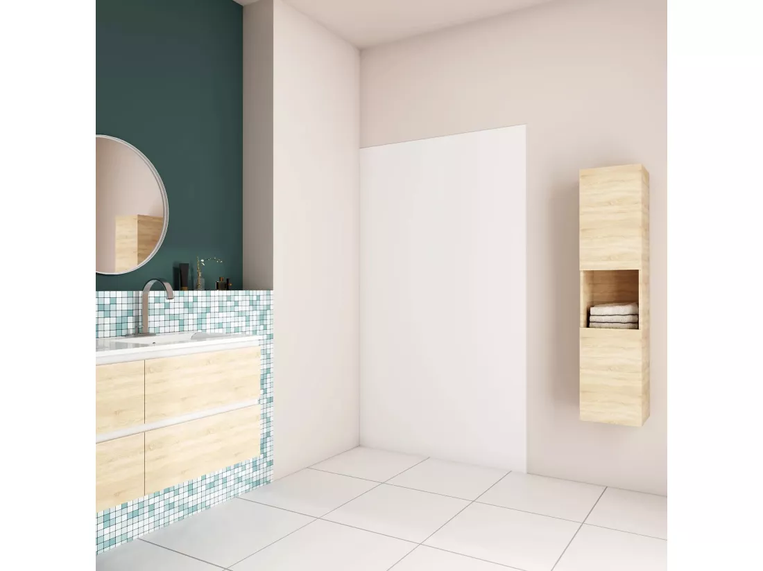 AICA Panneau mural de douche blanc 120x210cm,Panneaux muraux salle de bain habillage mural aluminium