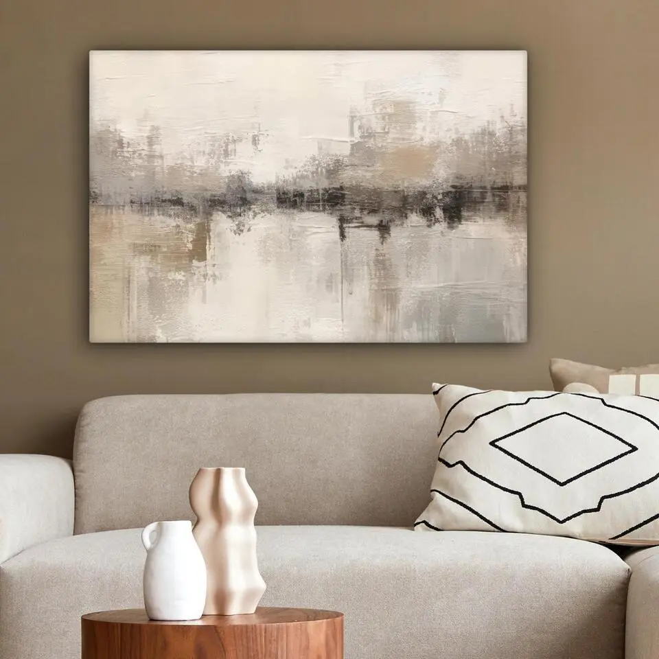 MuchoWow Canvas Schilderij 60x40cm Moderne kunst Abstract Beige