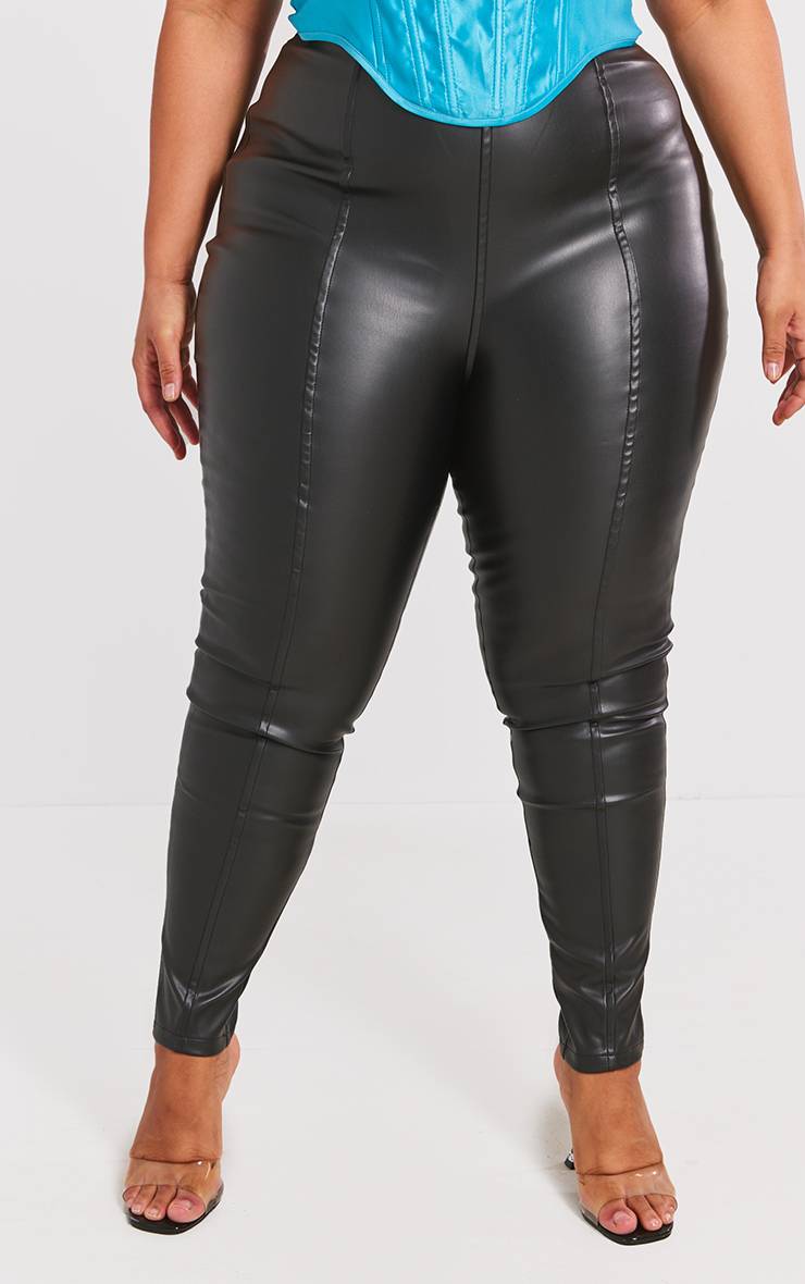 Noir Legging Grande Taille En Synthétiquecuir Extensible