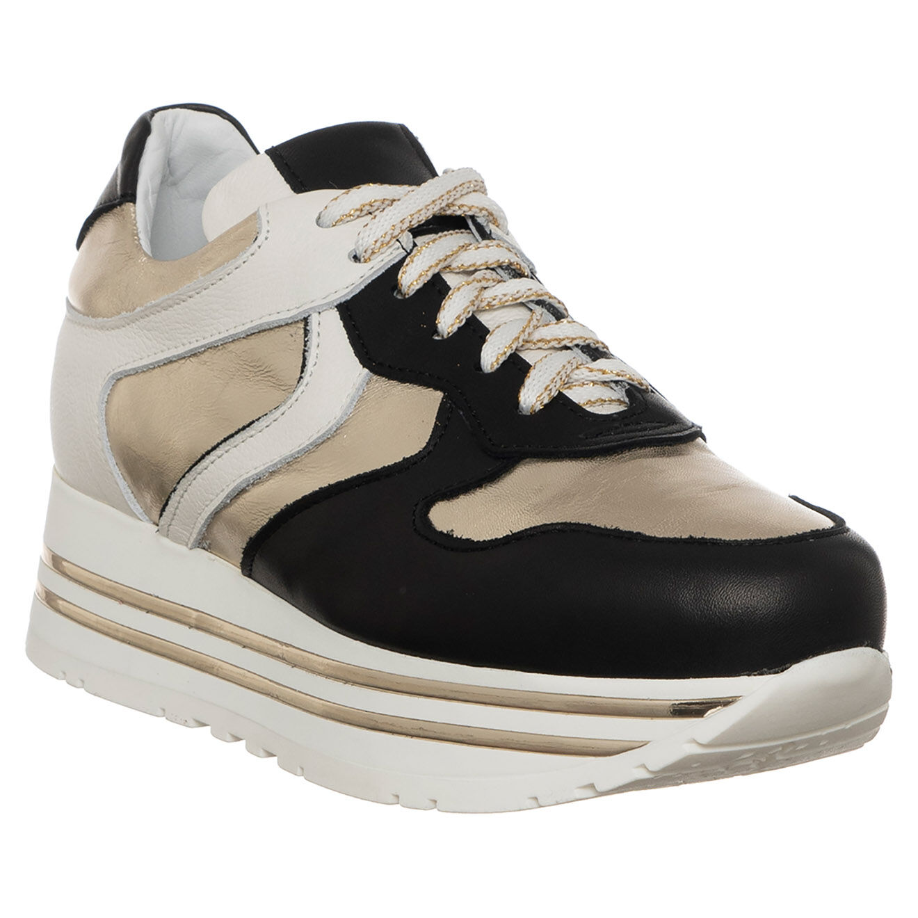 Loretta Pettinari Sneakers en Cuir Iris noir/doré