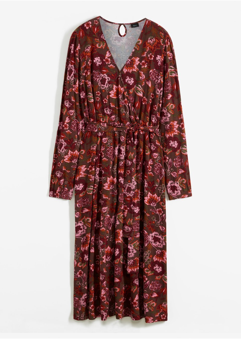 Robe en jersey avec décolleté en V et lien à nouer