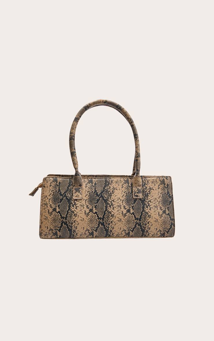 Snake Print Sac À Bandoulière Beige Avec Détail Poche Motif Synthétique