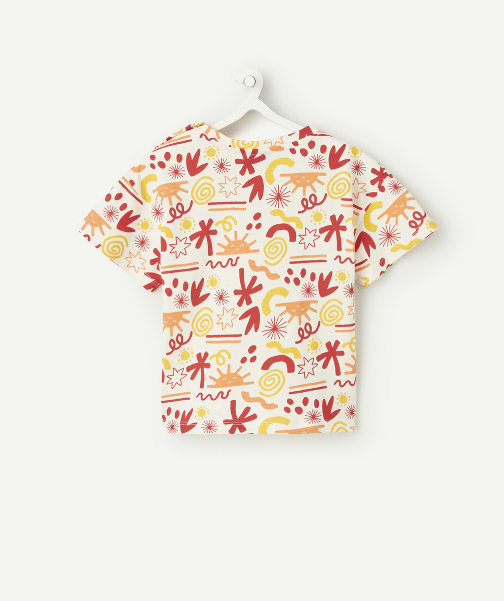 t-shirt manches courtes bébé garçon en coton bio imprimé coloré rouge orange et jaune