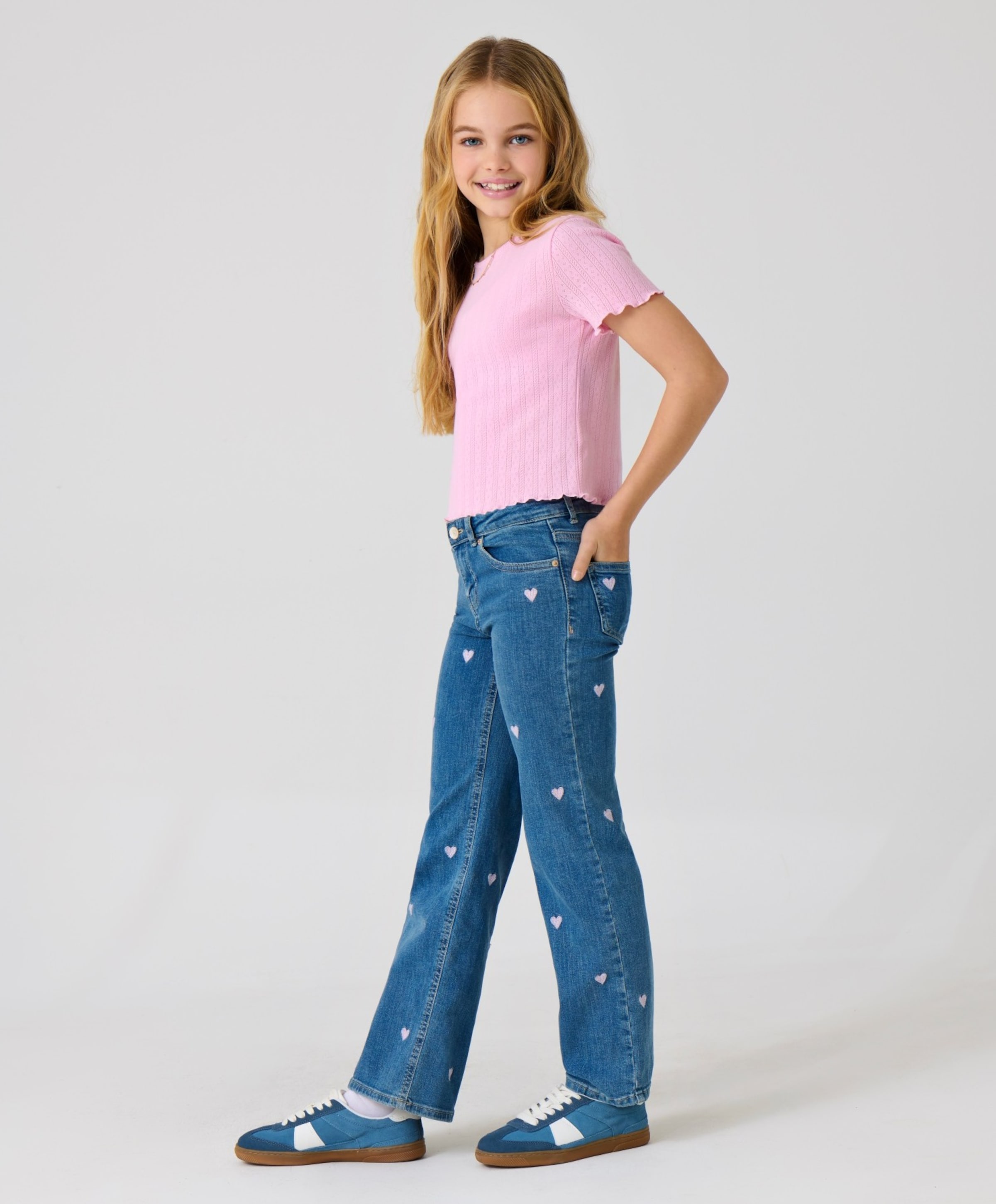 Only KOGJUICY WIDE LEG HEART EMB DNM JEA meisjes jeans blauw