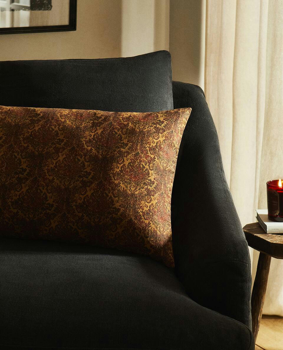 CAPA DE ALMOFADA DE ALGODÃO DAMASCADO DE NATAL