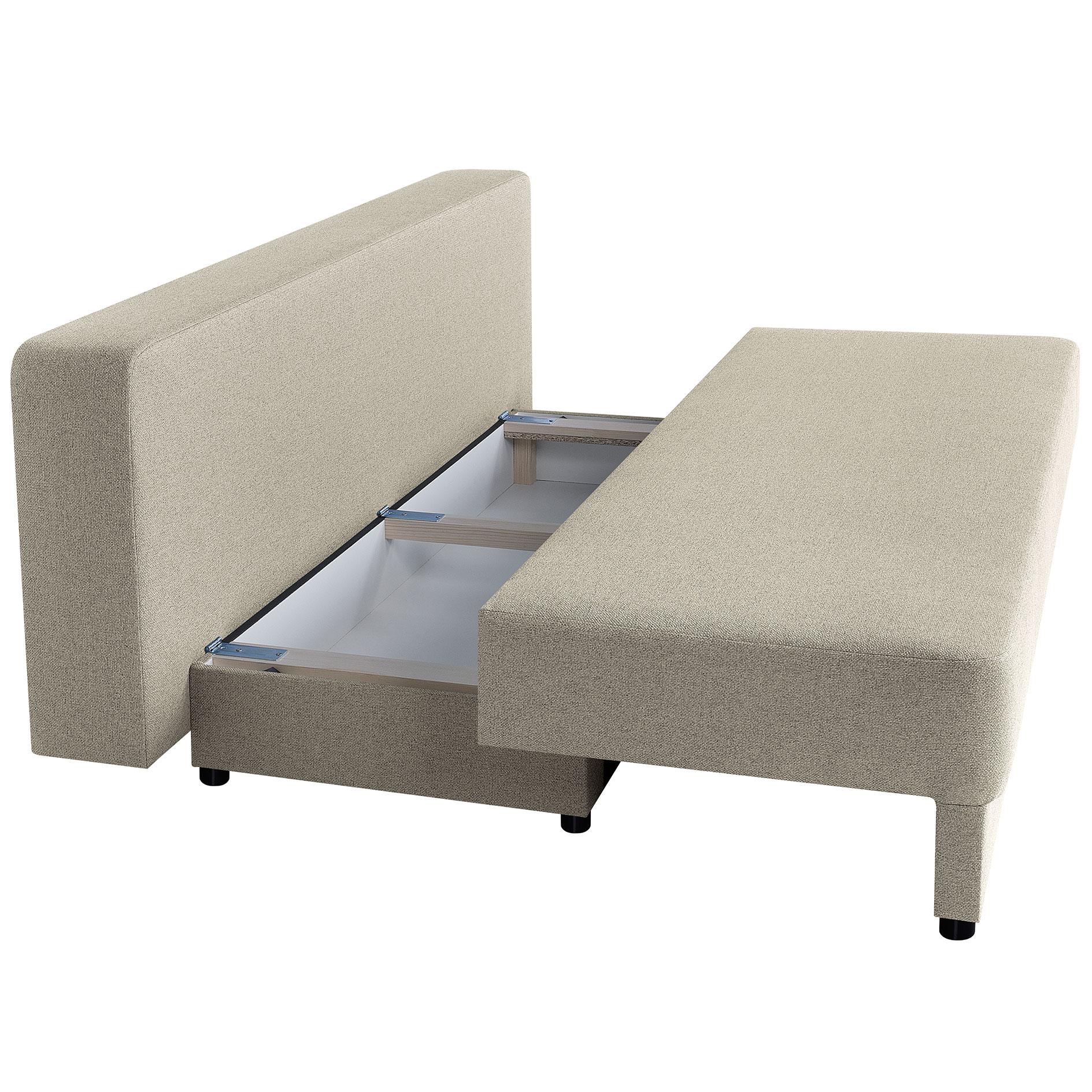 Schlafsofa - beige - mit Staukasten und Liegefunktion - Dauerschläfer