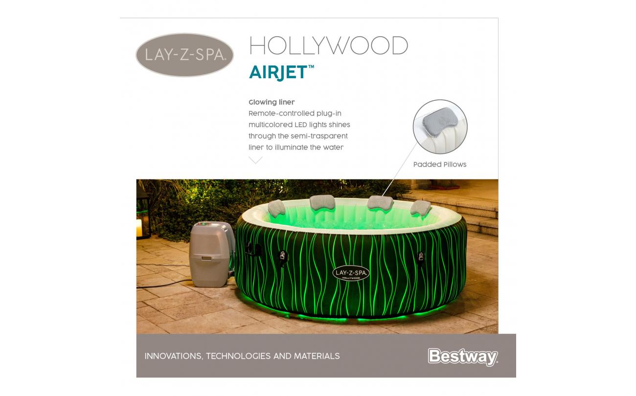 Lay-Z-Spa Hollywood 196x66cm met LED licht