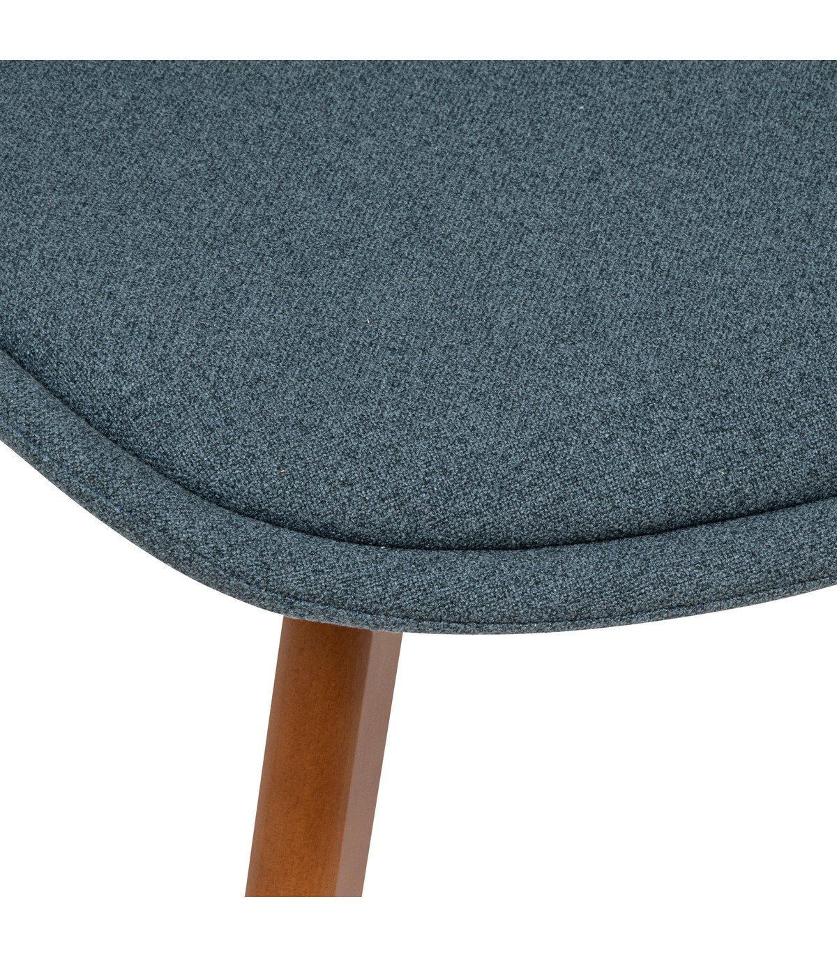 Chaise de table tissu chiné bleu et pieds en bois foncé
