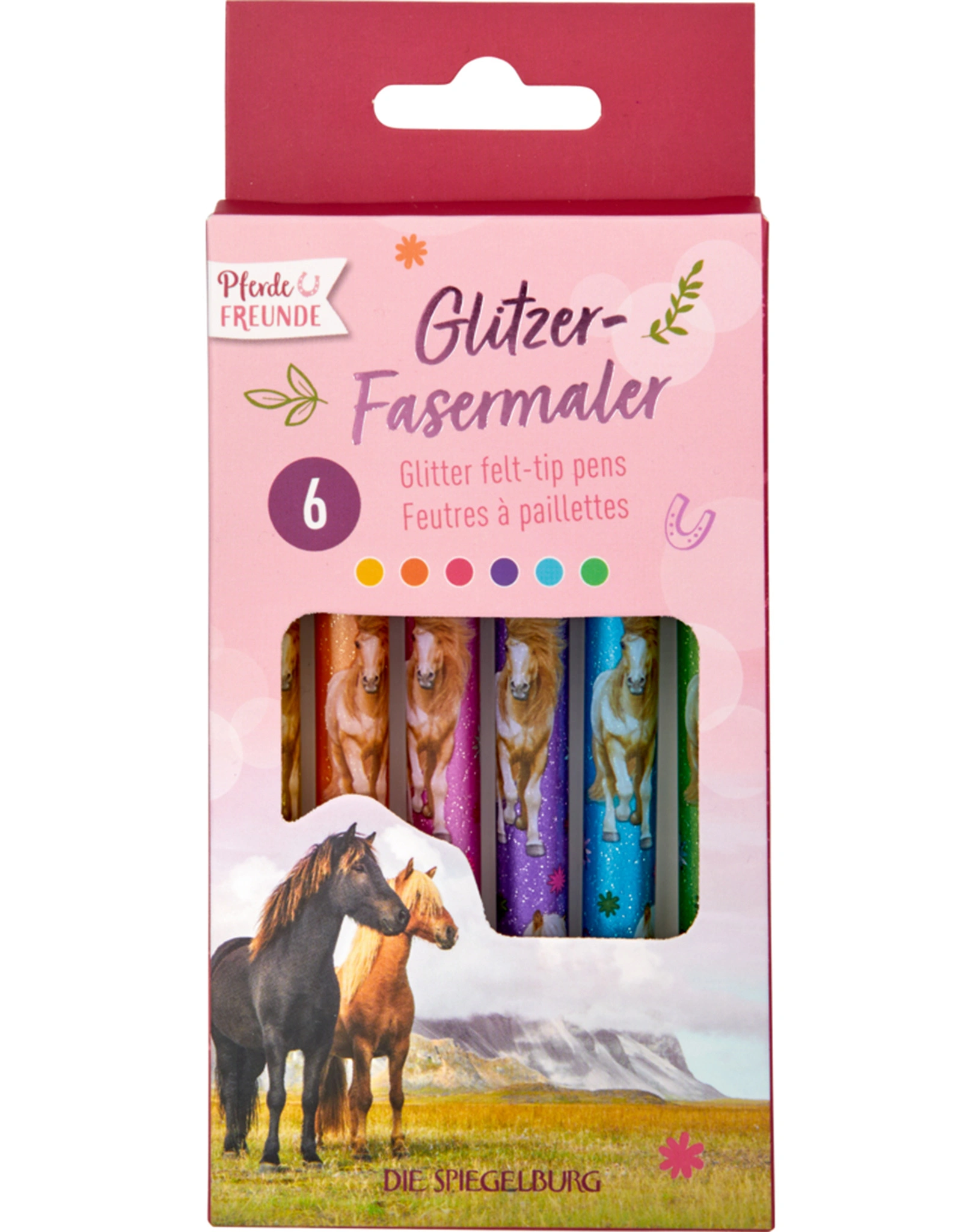 Glitzer-Fasermaler PFERDEFREUNDE 6 Stück