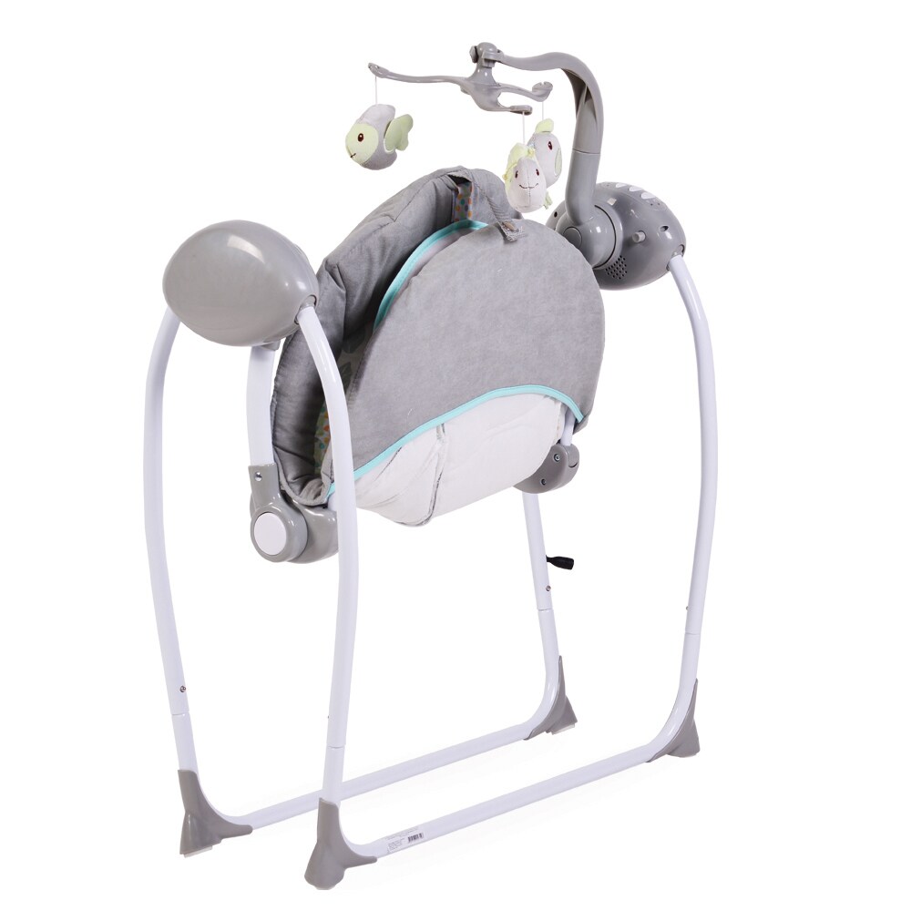 Babywippe Swing+ mit Musikfunktion, regulierbare Lautstärke, Zeitschaltuhr grau