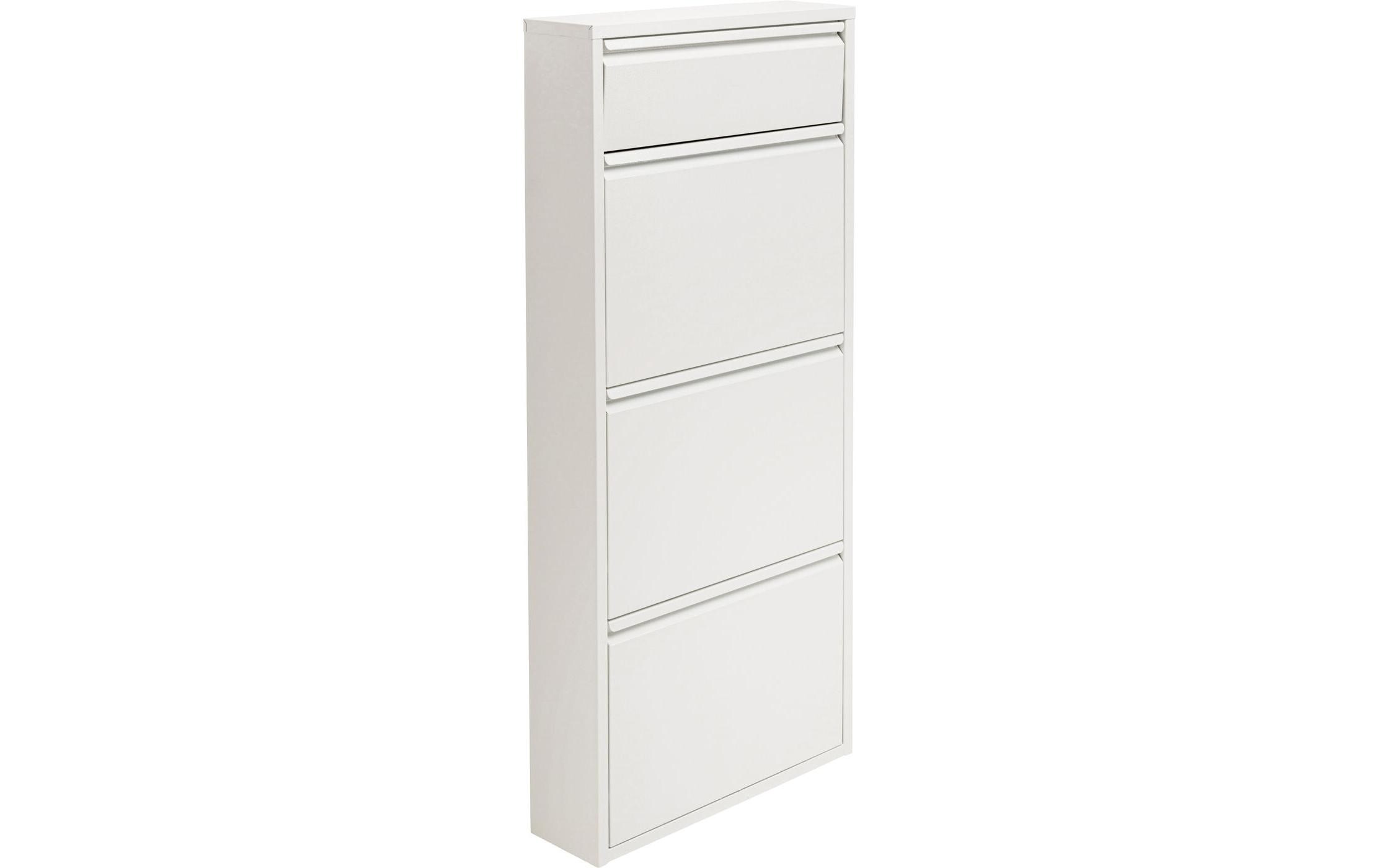 Schuhschrank Caruso 3 plus 1 50 x 115 cm, Weiss<br>Schuhschrank mit kleinem Fach für Accessoires