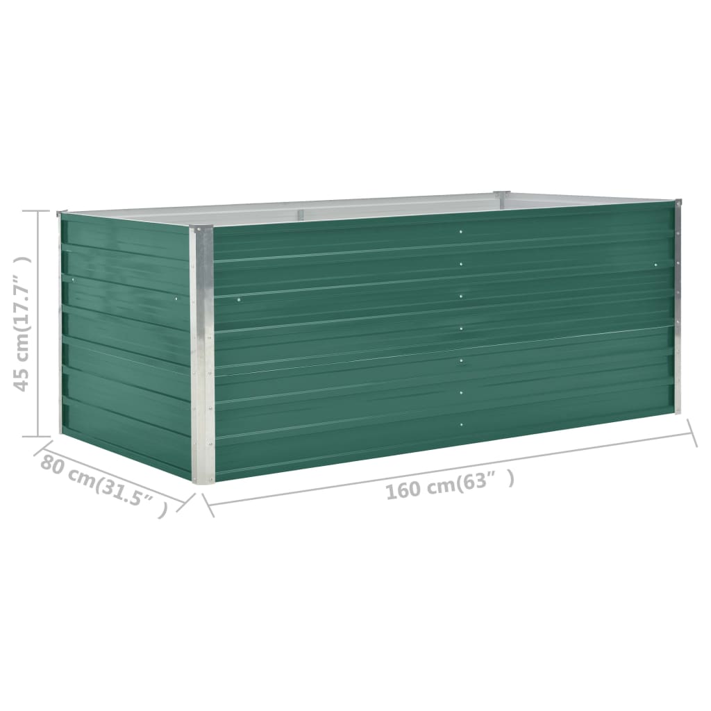 Jardinière 160 x 80 x 45 cm acier galvanisé vert