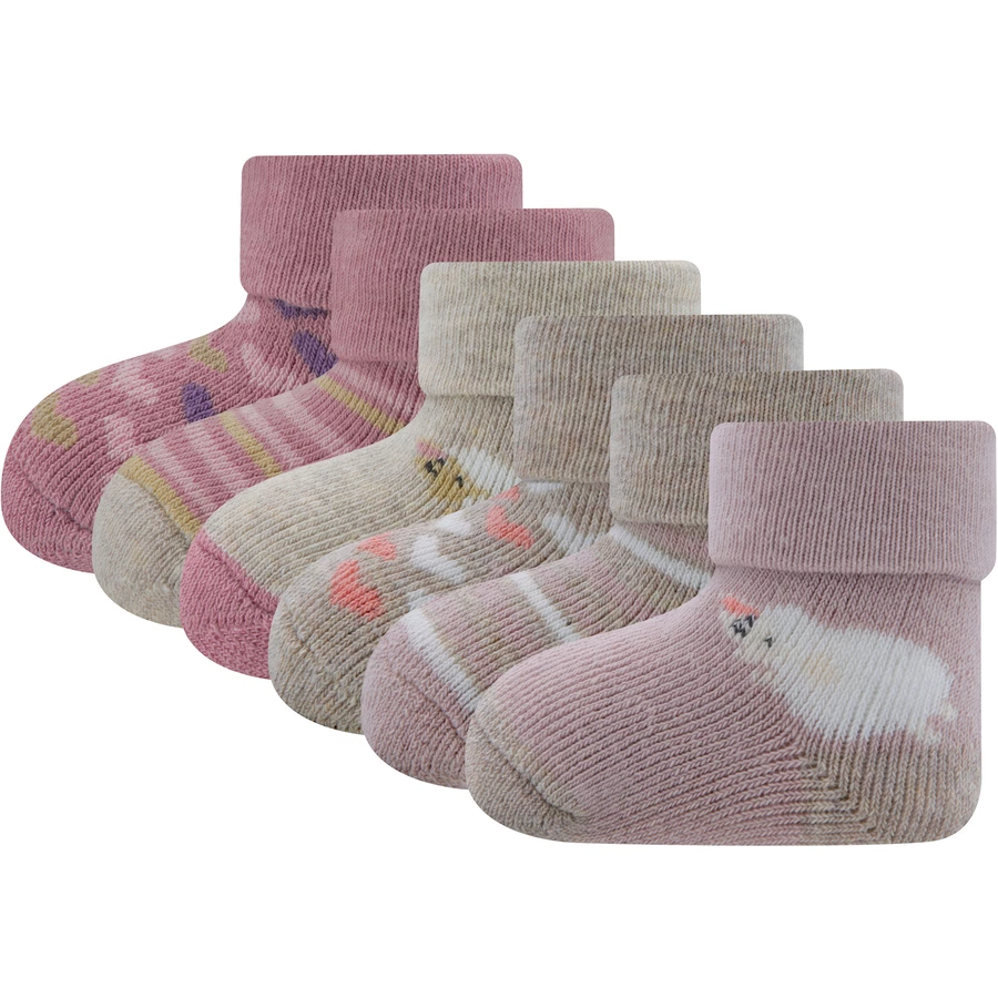Ewers Babysöckchen 6er Pack SchafHerzenRingel grau