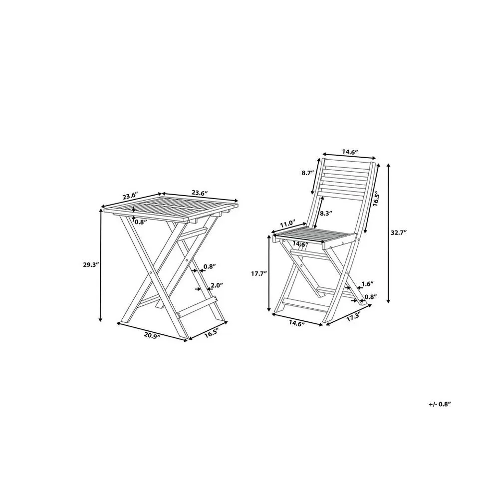 FIJI - Bistroset voor 2 - Wit - Acaciahout