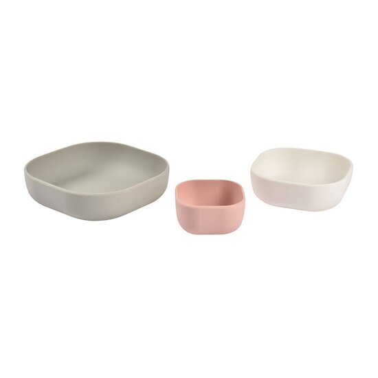 Lot de 3 Bols silicone gigogne   Velvet Grey        de               Béaba