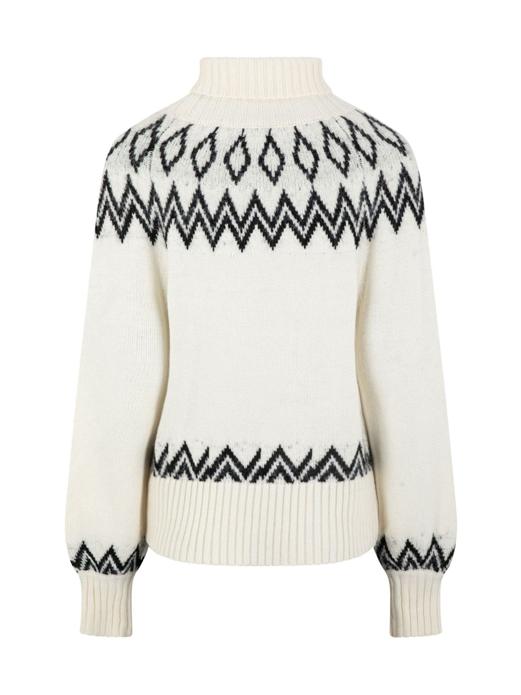 Crème - The Little Tailor gebreide kersttrui met ruitvormig fairisle-patroon