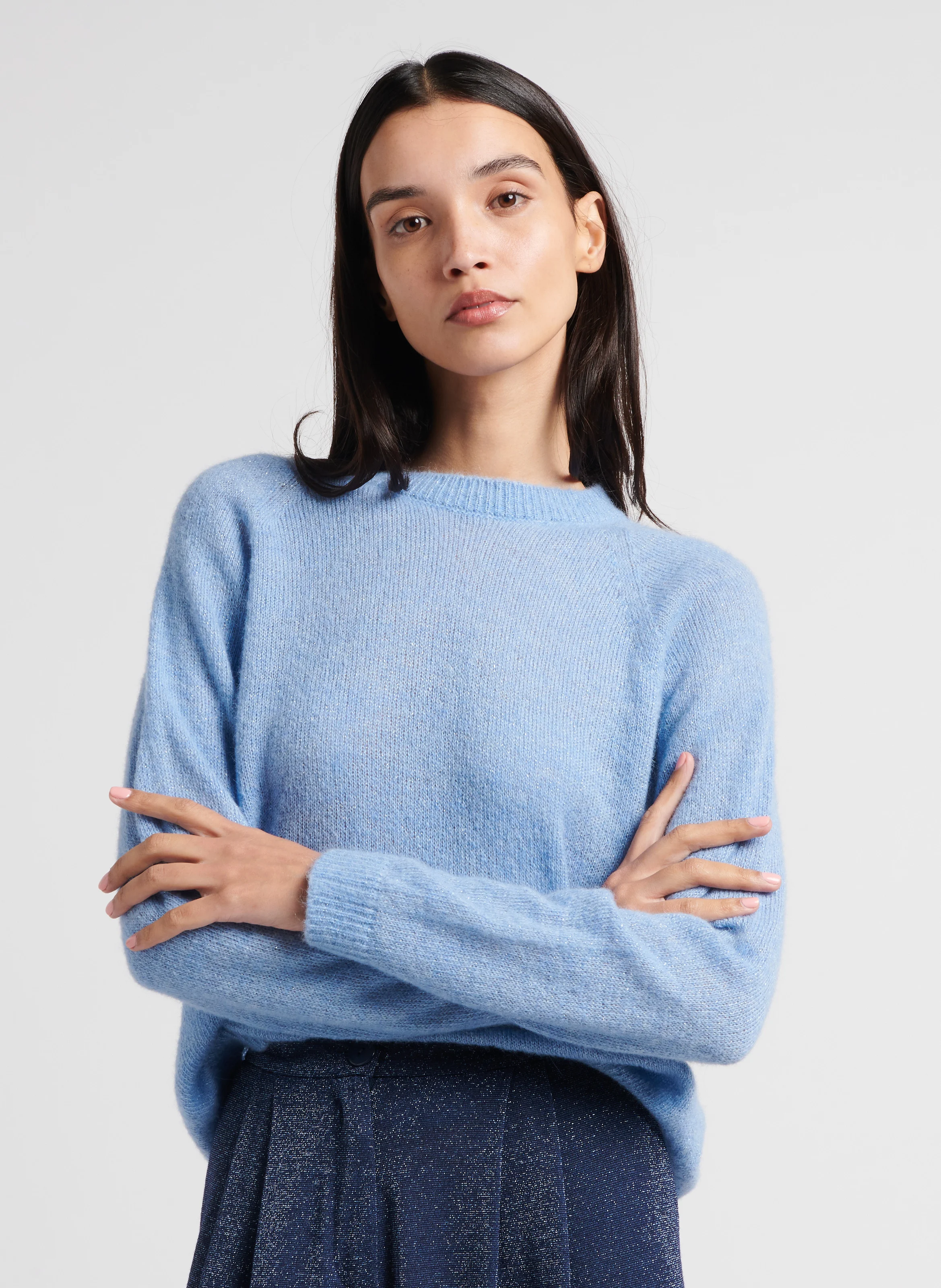 KYO - Pull droit en alpaga mélangé | Bleu