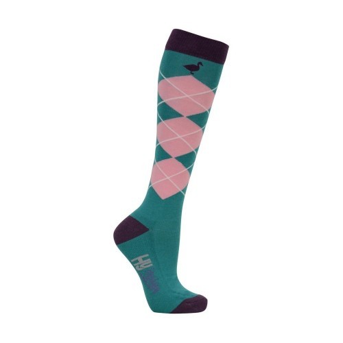 Pacote com 3 pares de meias de montaria, estampa de fazenda, multicoloridas.