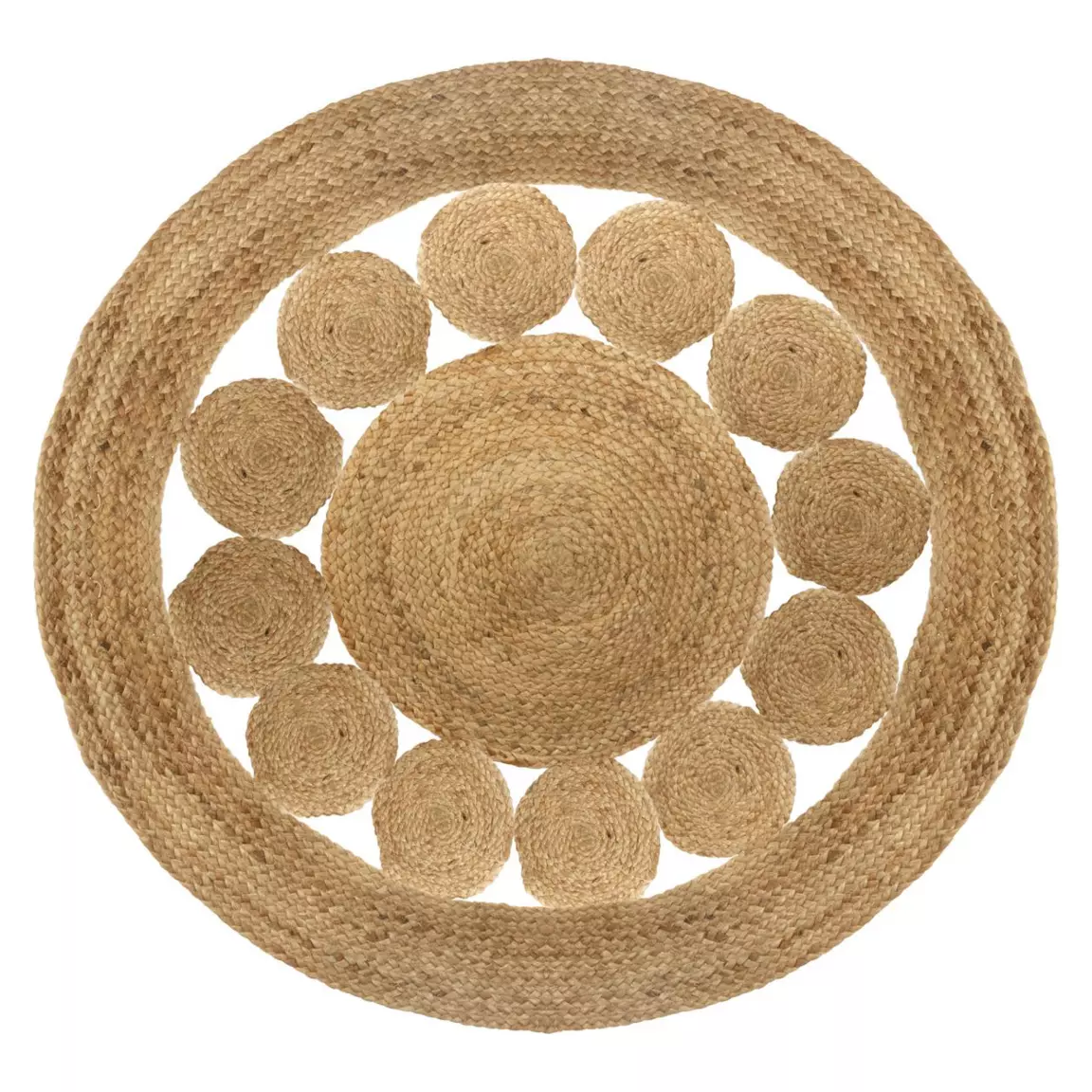Tapis de salon jute rond (120 cm) Vent Beige naturel