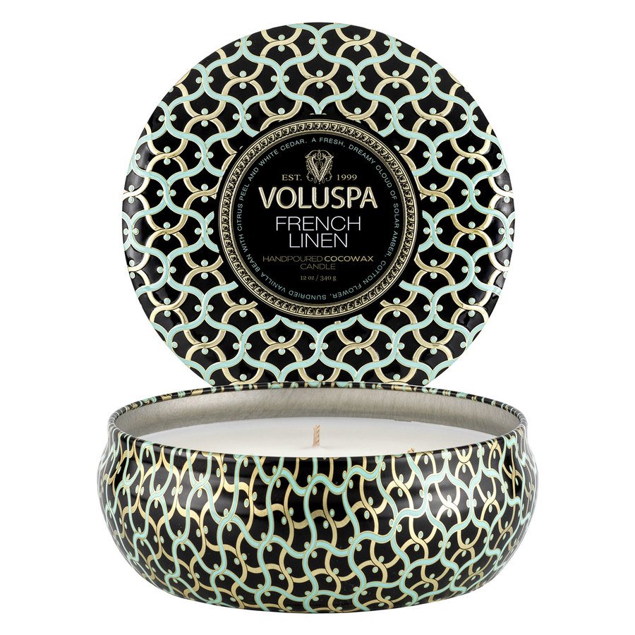 Voluspa 3-Wick Tin Candle French Linen 340g