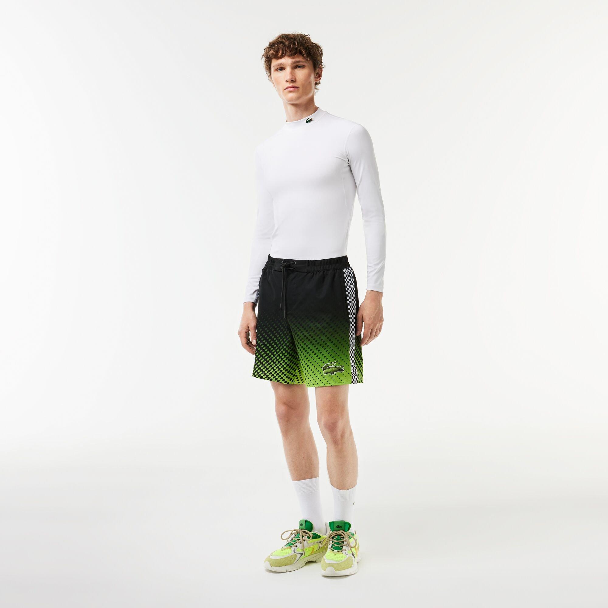 Lacoste Two Tone Checkerboard Print Swimming Shorts