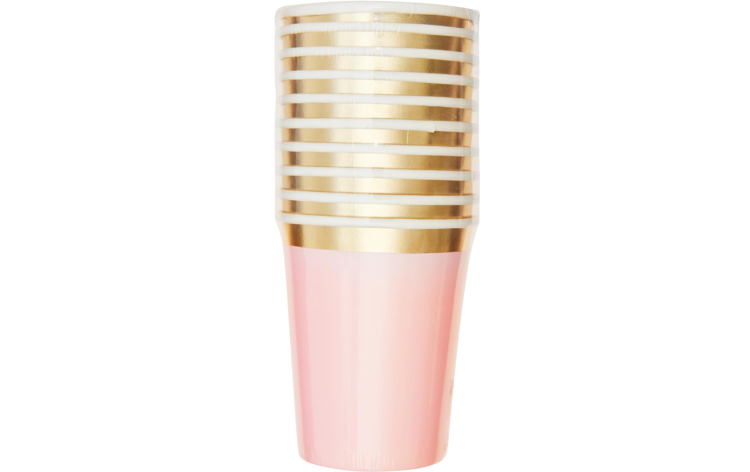 Einwegbecher 250 ml 1 Stück, Gold/RosaPappbecher mit Hot Foil Veredelung