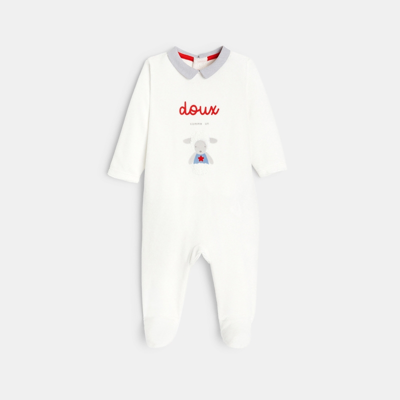 Dors-bien agneau velours fantaisie blanc bébé garçon