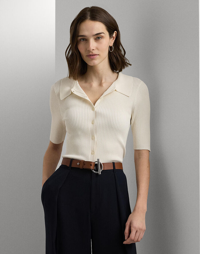 Lauren Ralph Lauren MATTE RAYON/NYLON-BUTTON DOWN Mascarpone cream