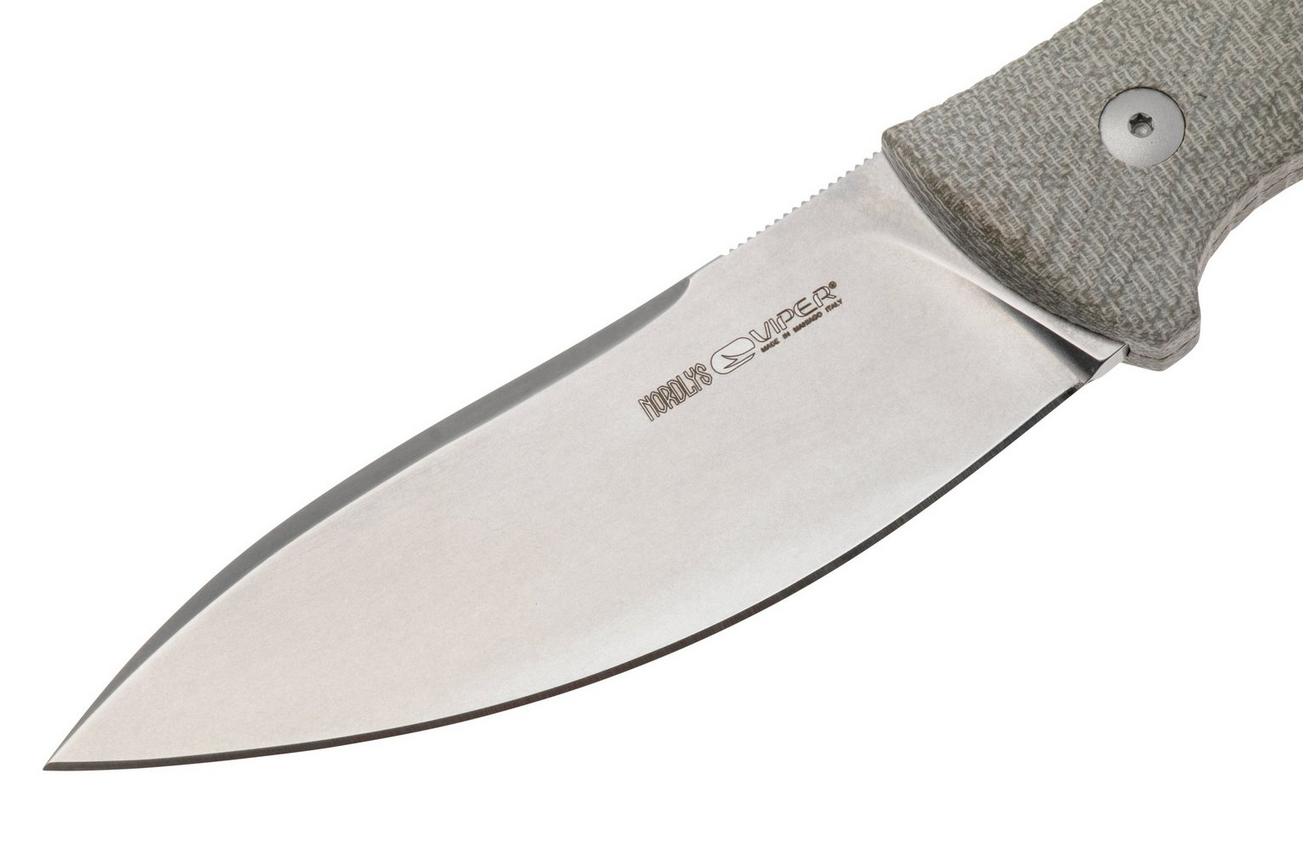 Viper Nordlys VT4044CG Stonewashed, Green Canvas Micarta, vaststaand mes, Jens Anso design